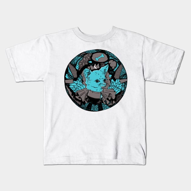 Blue Grey Circle of the Chihuahua Kids T-Shirt by kenallouis